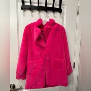 Vibrant Pink Faux Fur Coat